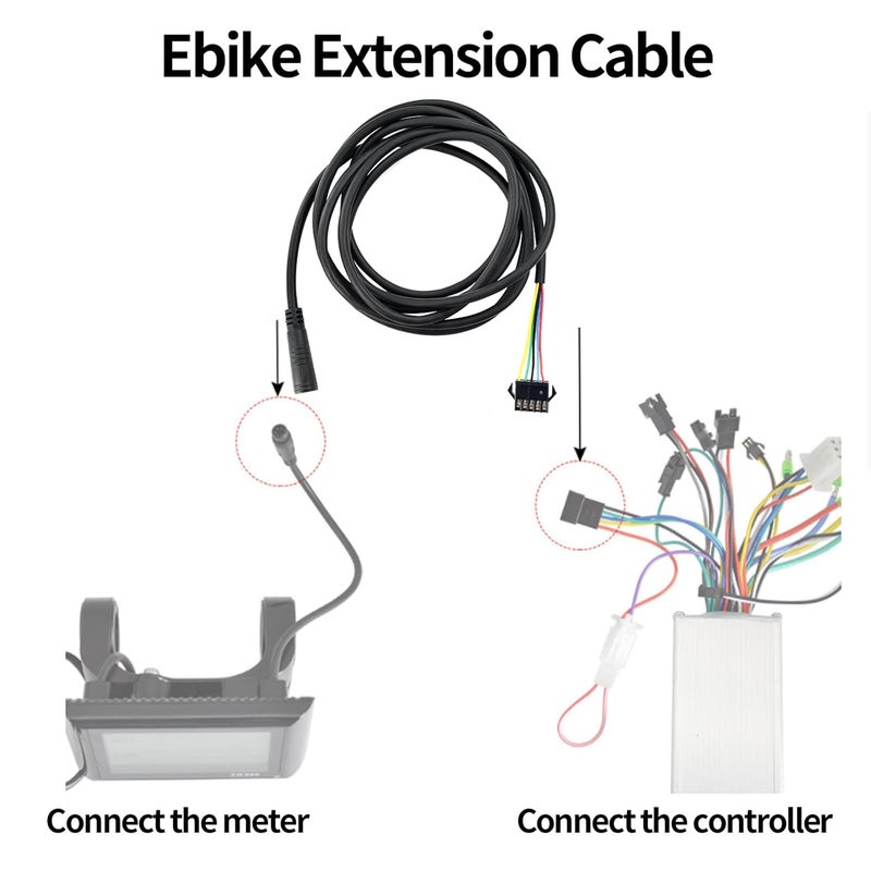 ZLiT E-Bike Extension Cable,5 Pin Waterproof Extension Conversion Cable Line Adapter SM Connector for Electric Bike Female to Male Wire Accessories (Black) - Image 3